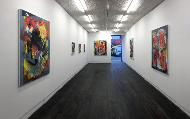 Jimmy Baker, American artist, painting, digital printing : Install shot from Burning Out at LMAK Gallery New York